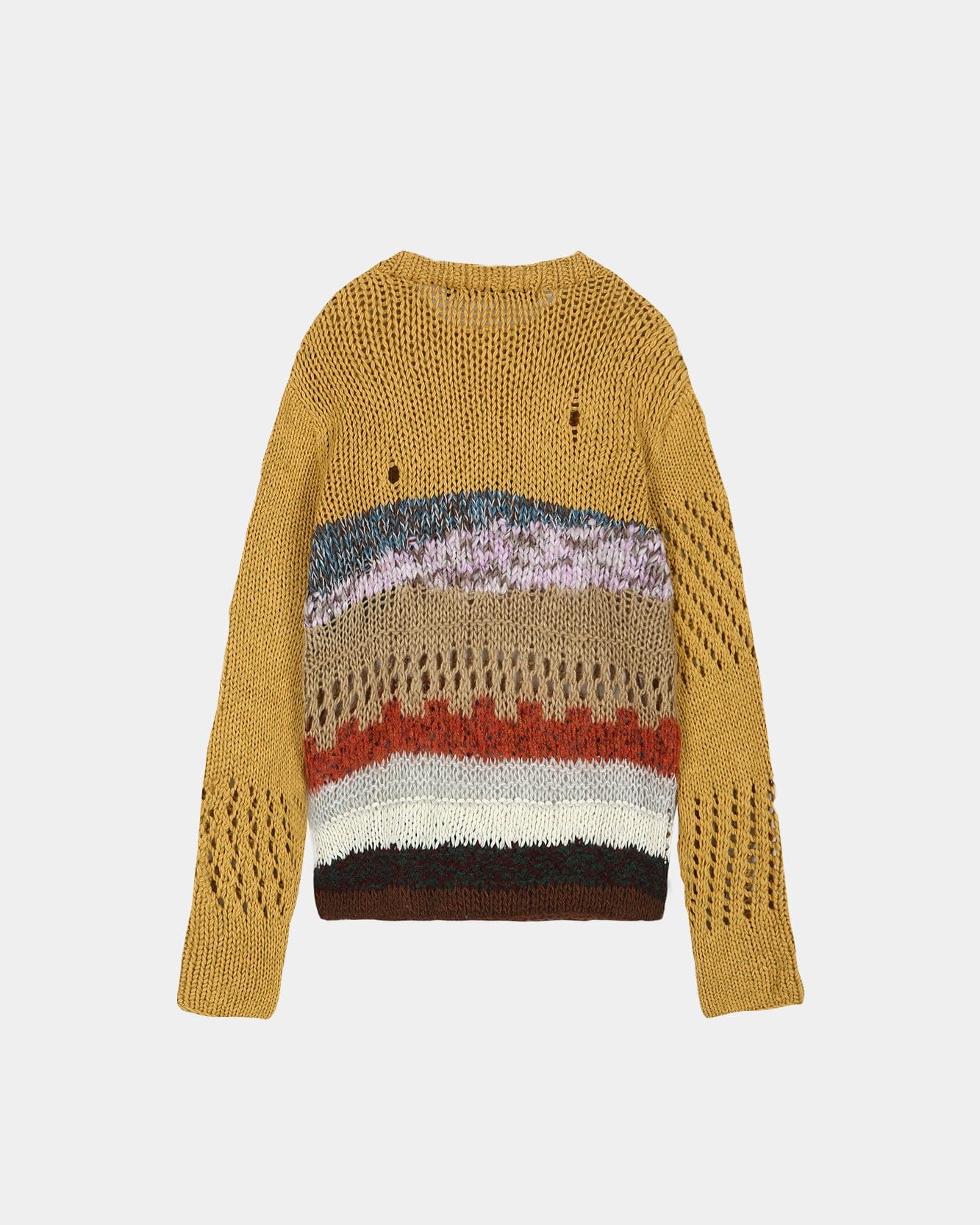 YELLOW HAND-CROCHETED CREW-NECK SWEATER