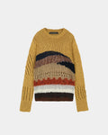 YELLOW HAND-CROCHETED CREW-NECK SWEATER