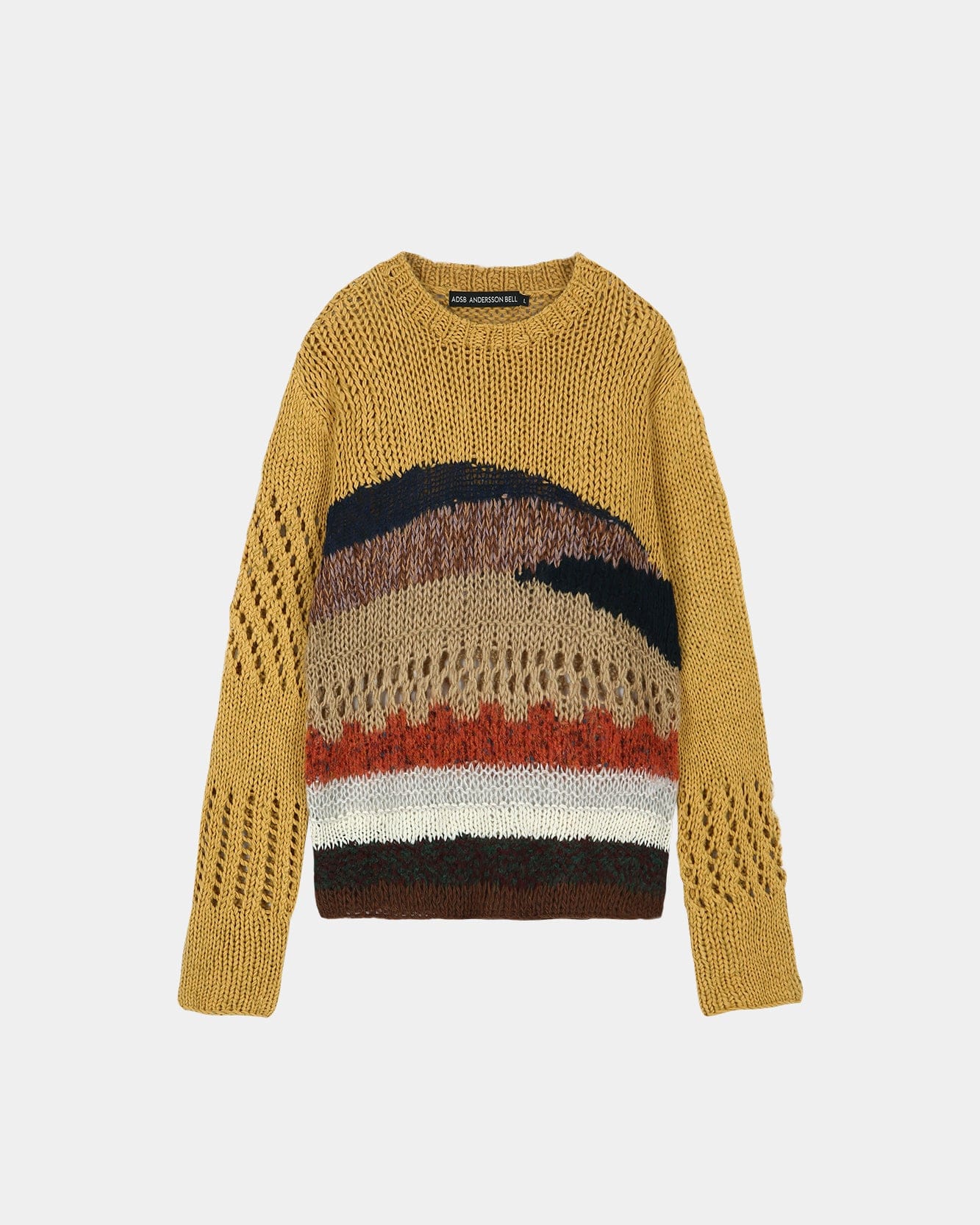 YELLOW HAND-CROCHETED CREW-NECK SWEATER